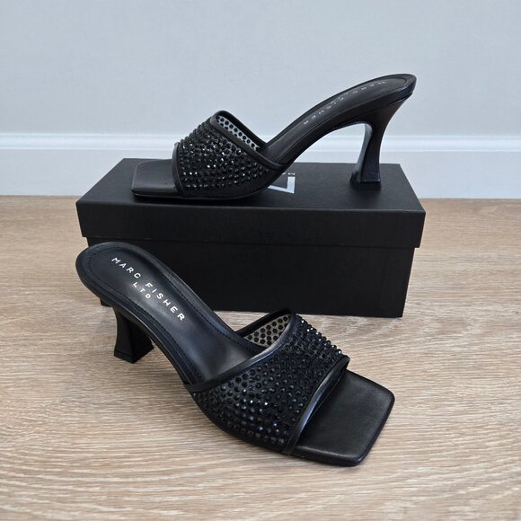 Marc Fisher LTD Women's Delaney Heeled Sandal Open Toe Black New In Box Size 7.5 - Picture 13 of 17